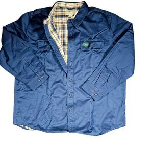 L L Bean Flannel Lined Hurricane Shirt Men's XL Mariner Blue Shacket Warm Jacket
